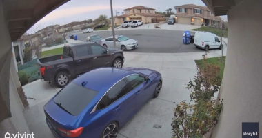 Car goes airborne, crashes into California home: doorbell video