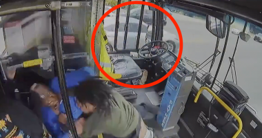 Insane video: Unhinged male beats on bus driver, pulls him from seat while bus is motoring down street â then comes the crash