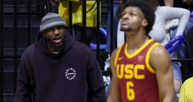 Lakers star LeBron James and his son Bronny James