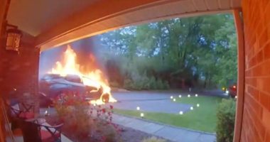 Maryland family's SUV bursts into flames while they slept, video shows