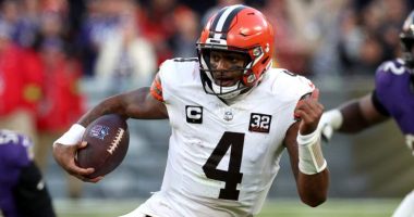 The Browns say quarterback Deshaun Watson is ahead of schedule in his rehab.