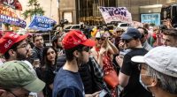 Trump voters demonstrate peacefully while anti-Israel protesters rage