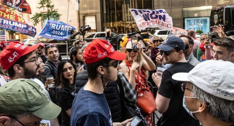 Trump voters demonstrate peacefully while anti-Israel protesters rage