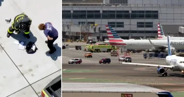 American Airlines laptop fire evacuated San Francisco