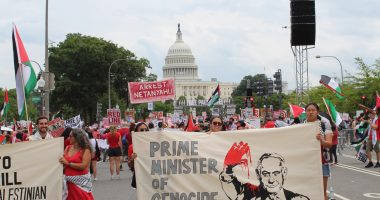 As US Congress cheered for Netanyahu, protesters gathered to denounce him | Israel-Palestine conflict News