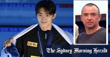 Australian swimming coach Michael Palfrey caught mentoring South Korea’s Kim Woo-min