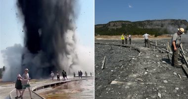 Yellowstone viral video explosion Biscuit Basin